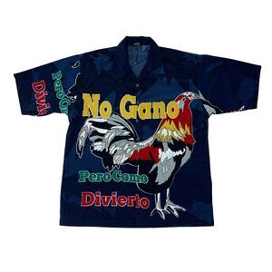 No Gano Cockfighting Button Shirt Mens XL Extra Large I Dont Win But I Have Fun